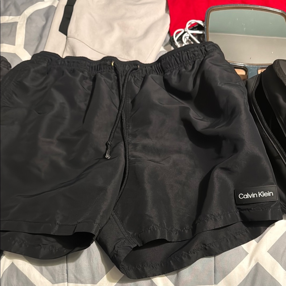 Calvin Klein Black Athletic Shorts with Elastic Waistband